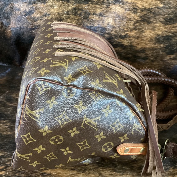 Revamped Vintage Speedy Louis Vuitton Chocolate Braiding Turquoise - Picture 6 of 14